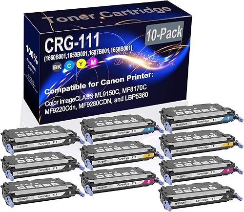 Paquete de 10 cartuchos de tóner compatibles con imageCLASS ML9150C para impresora láser (alta capacidad), repuesto para Canon CRG-111 (1660B001