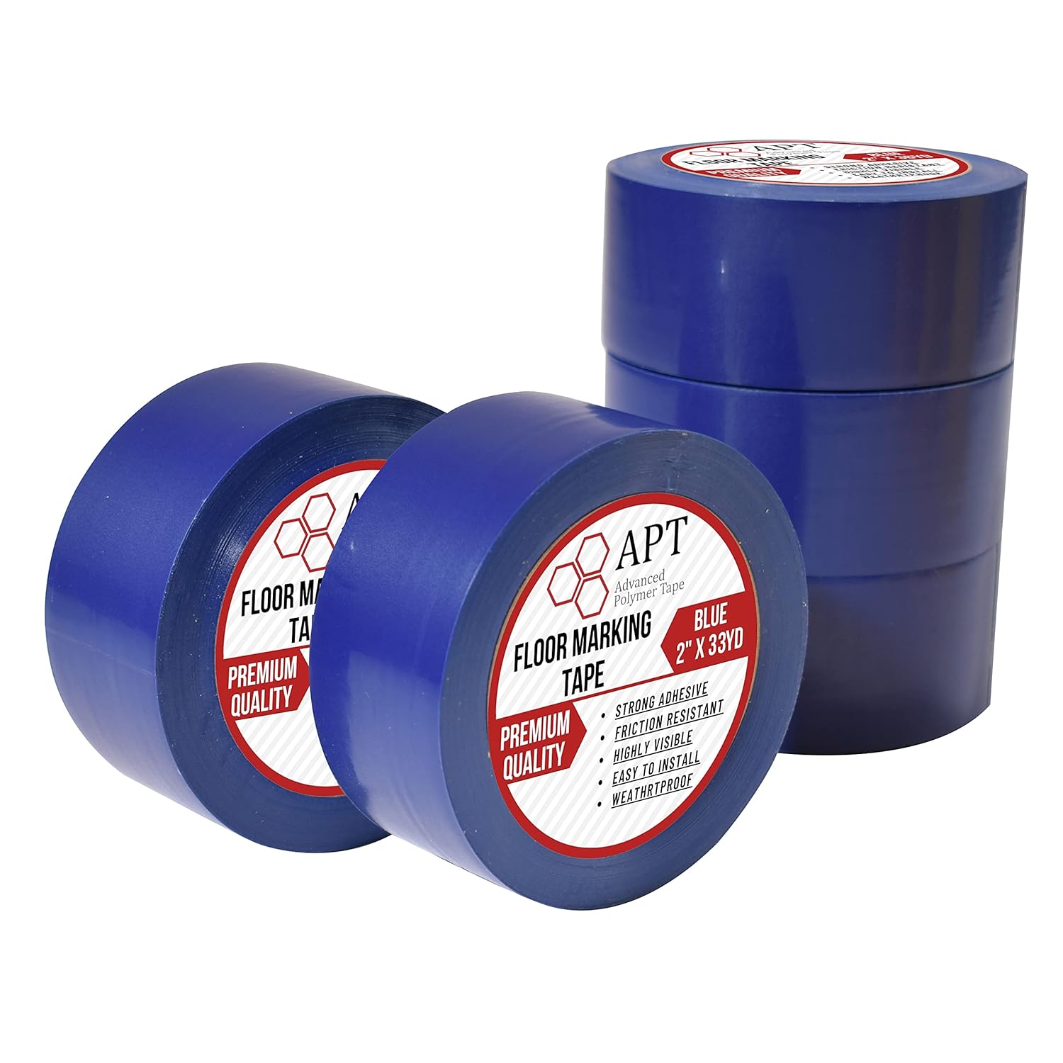 APT, Multi Color Marking Tape, Premium Safety Marking and Dance Floor Splicing Tape, 6 mil Thick (Blue, 5 Roll)