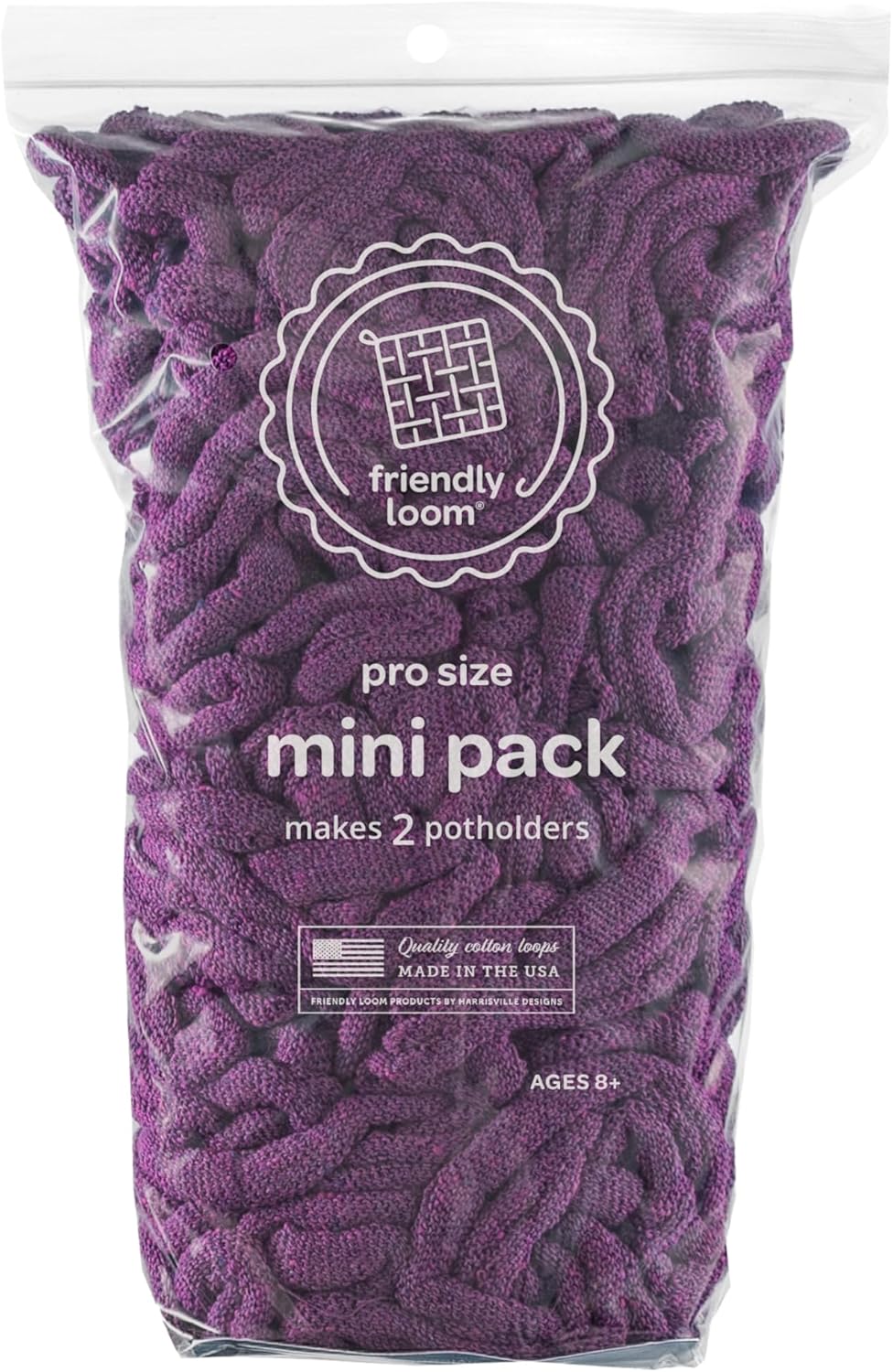 Harrisville Designs Friendly Loom | 10” PRO-Sized Plum Potholder Weaving Loops | Craft 2 Cotton Potholders
