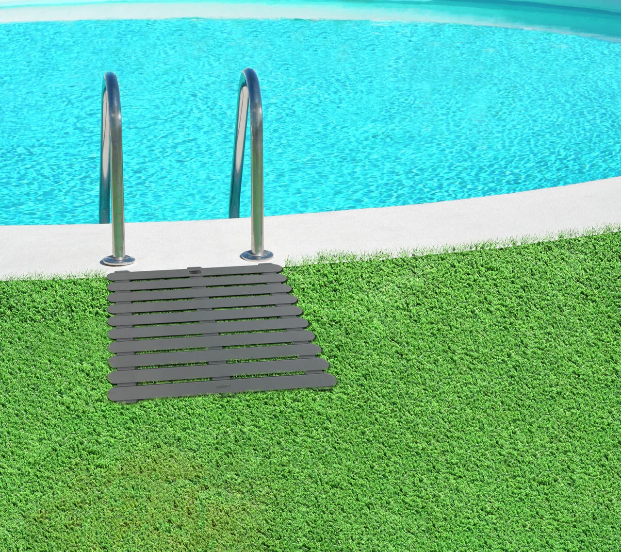 Wenko Pedana doccia Indoor & Outdoor - Tappetino fuori doccia, pedana per doccia, bagno, piscina, sauna con struttura antisdrucciolo, Plastica, 55 x 3 x 55 cm, Grigio