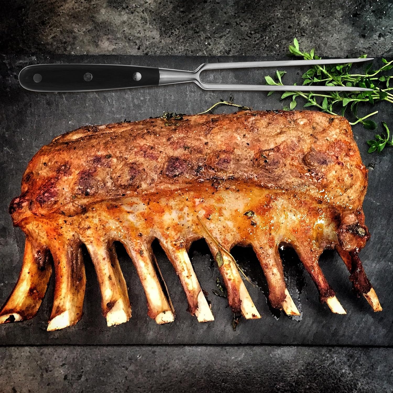 Stainless Steel Cooking Fork with Solid Handle Long Outdoor and Picnic Meat Carving Fork for Turkey Beef Home and Restaurant Use Serving Utensil