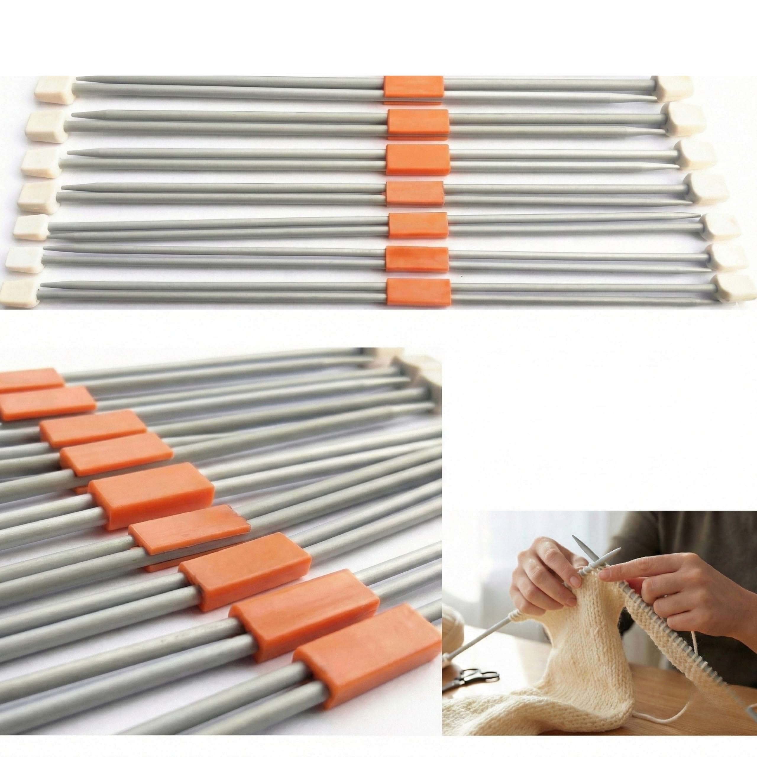 Artonezt Light Weight Single Point Knob Aluminium Knitting Pins/Knitting Needles Combo (Grey, Size No. 6 to 12, Length 25cm)