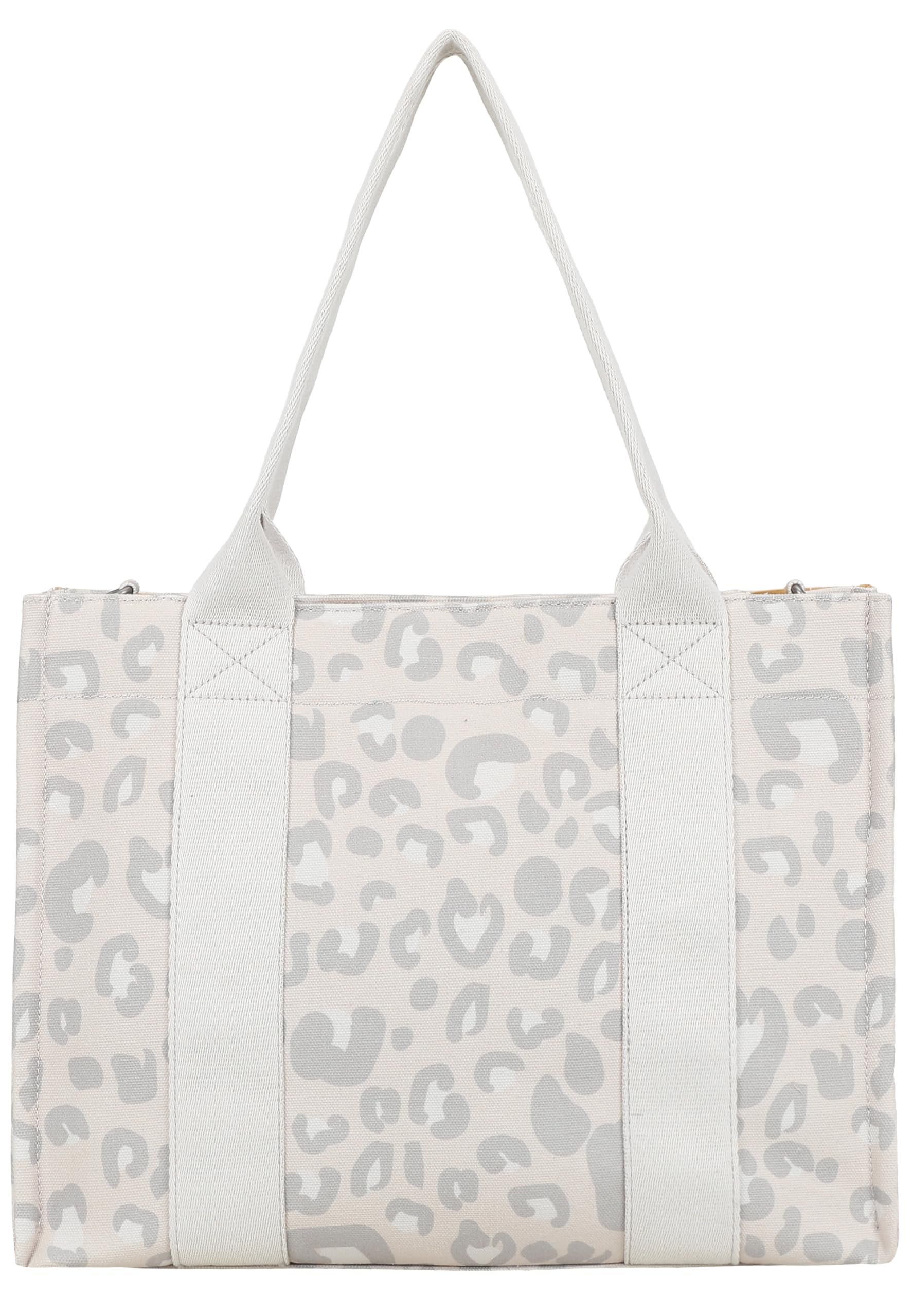 Fritzi Tote Shopper Leo bolso mujer canvas shopper estampado leopardo bolso tote grande cierre cremallera bolso hombro ciudad festival viaje compras bolso diario 29,5 x 40 x 14 cm - Rosa, Verde, Beige