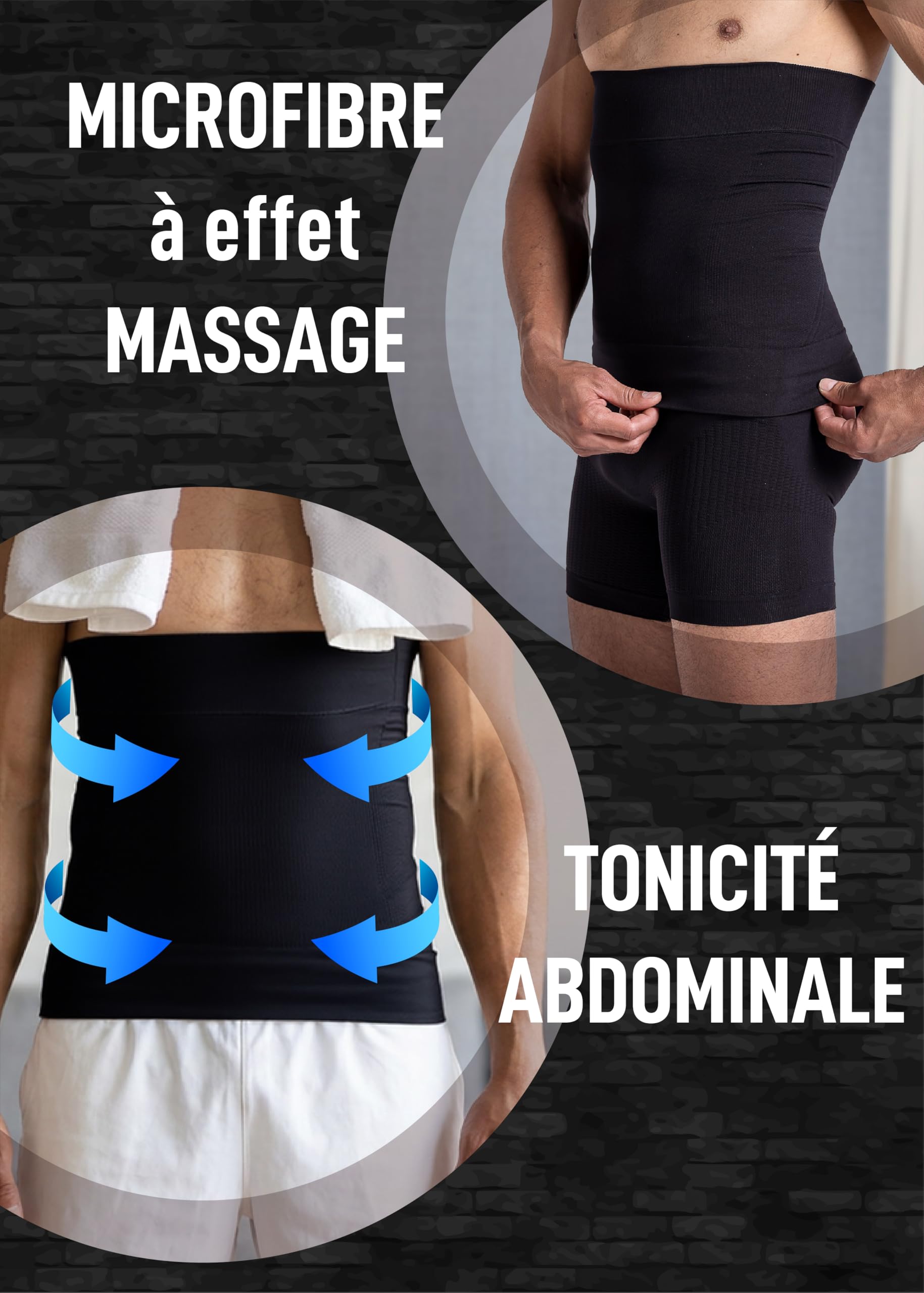 Ceinture Ventre Plat Homme Gainante – Microfibre Respirante sans Coutures, Gaine Ventre Plat Amincissante Effet Sculptant, Massage 3D Invisible – Made in Italy