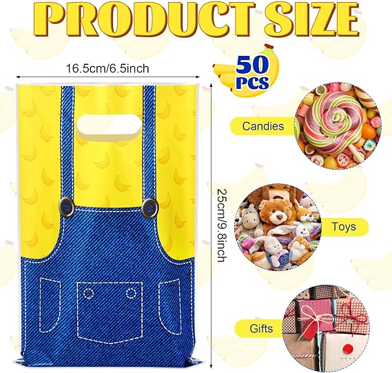 DERTE 50 Pcs Yellow Party Favor Bags Birthday Decorations Gift Bags