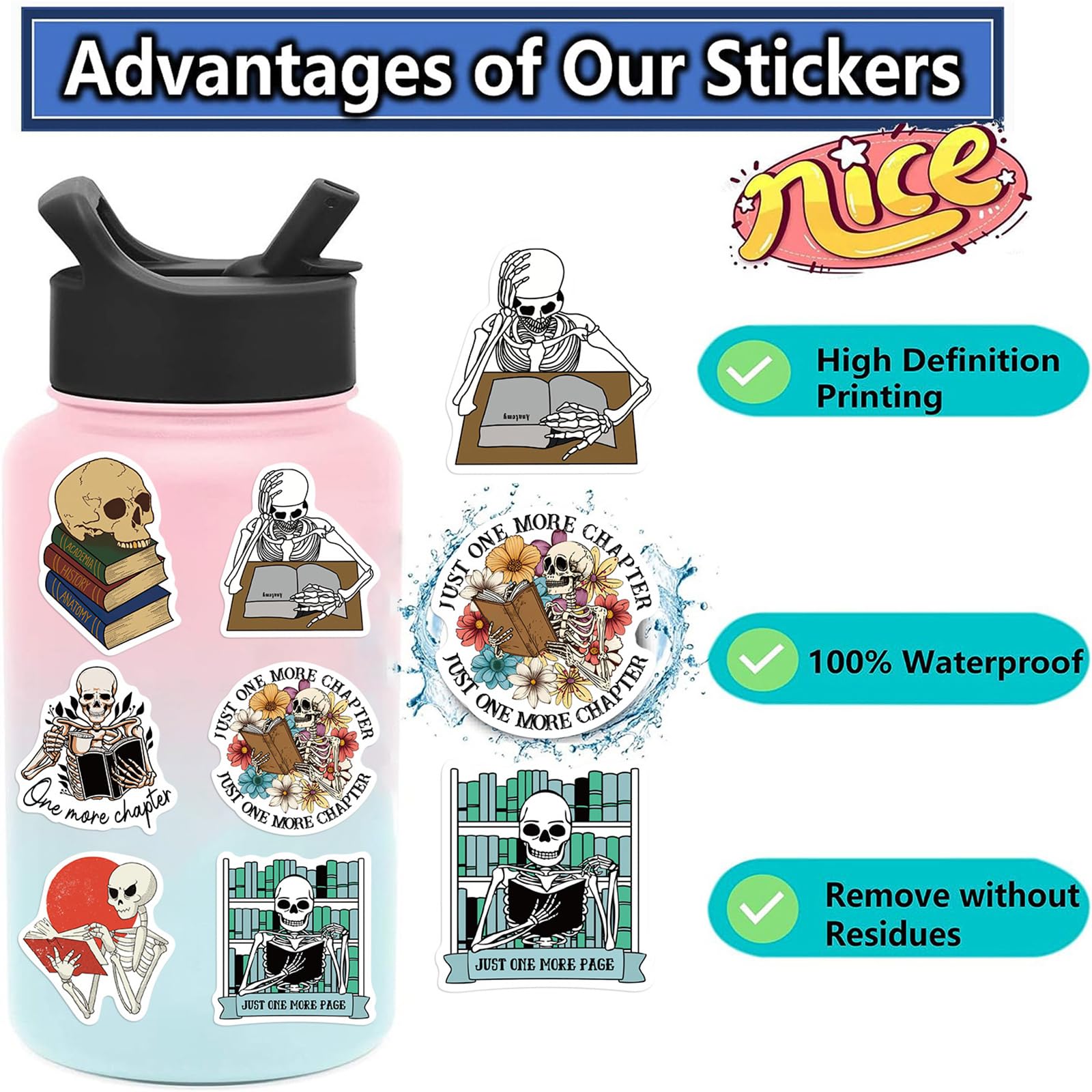 62 Pcs Thriller Book Stickers Pack - Cute Cartoon Vinyl Decals For Water Bottles & Laptops - View #4