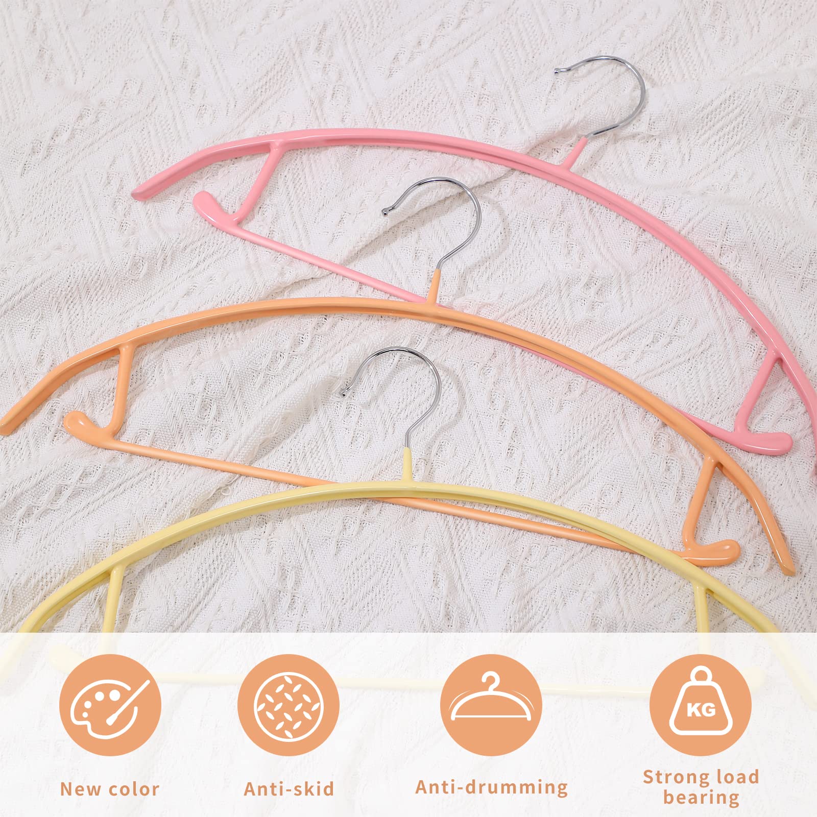 Kleiderbügel ohne Schulterstoß (28 Stück), robuster Kleiderbügel für Schrank, 41,5 cm runde Kleiderbügel für Kleidung, rutschfester Kleiderbügel, platzsparend, mit Stange und Haken für Schals,