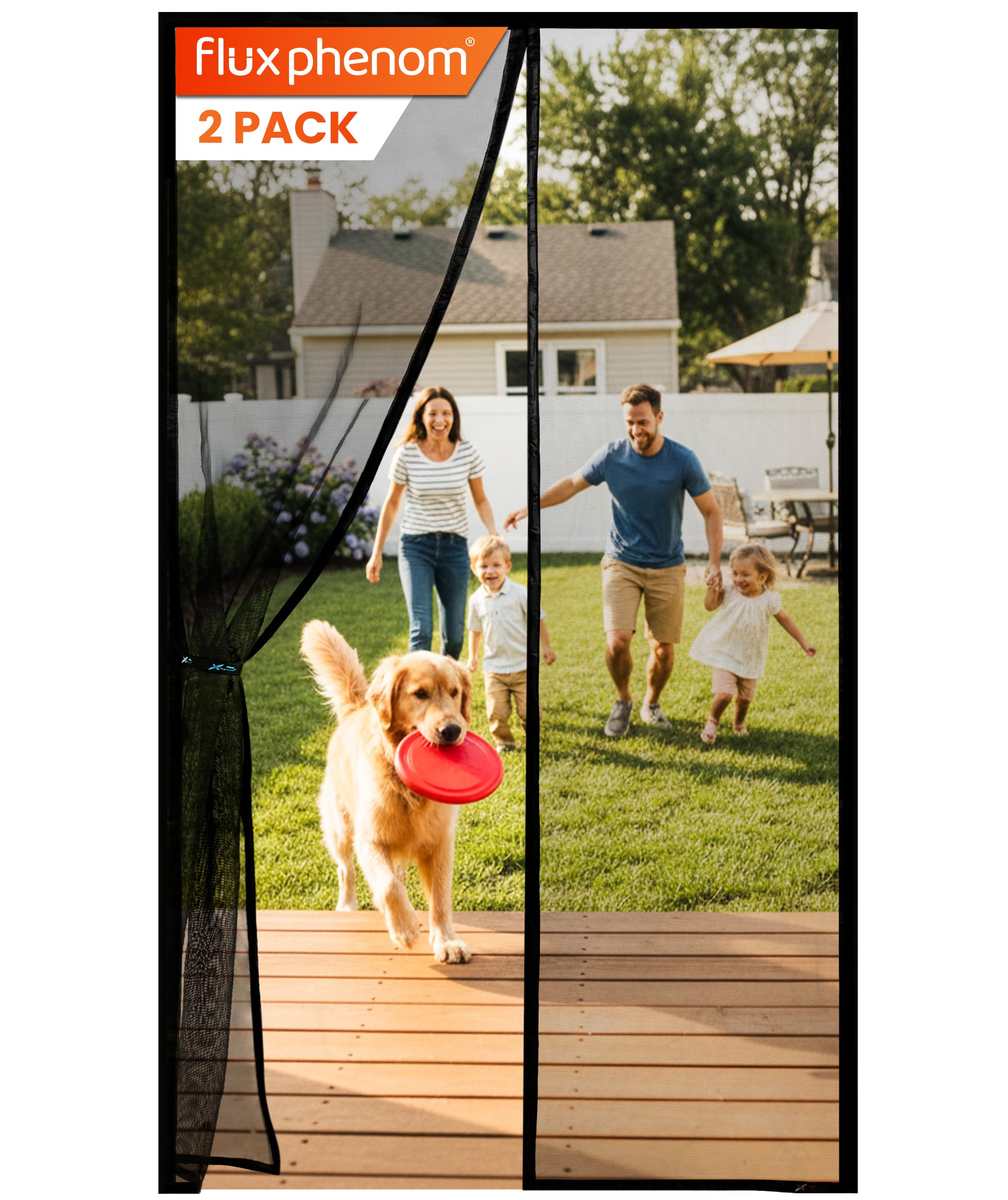 Photo 1 of Flux Phenom Magnetic Screen Door - Bugs Out, Breeze in - 9min Install Auto-Sealing Heavy Duty Double Stitched Mesh, 52 Magnets, Hands Free Sliding & Patio Doors Net, Pet & Kid Friendly, 38 x 82 Inch