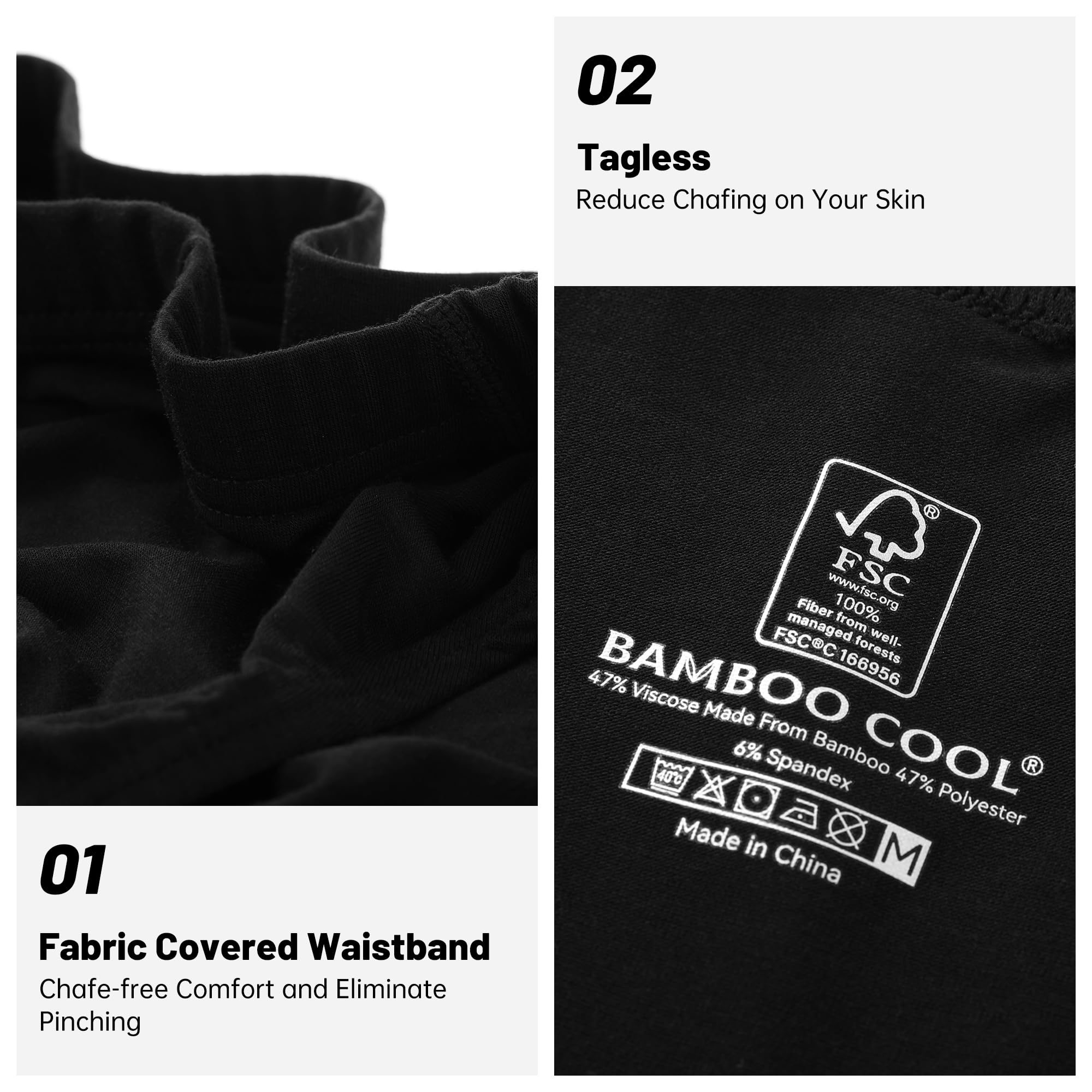 BAMBOO COOL Herren-Unterwäsche, Slips mit Stoffbezug, atmungsaktiver Slip mit 3D-Tasche, ohne Etikett, Höschen für Herren