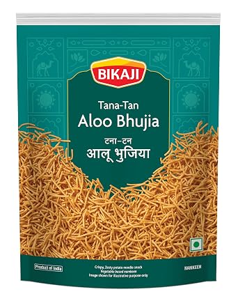 Bikaji Tana Tan Aloo Bhujia 7.05 oz 200g Pack, Potato Noodles Sev, Authentic Indian Namkeen, Crispy & Flavorful Snack, Made in Bikaner, Traditional Recipe, Ready to eat, Tea-Time Snack,