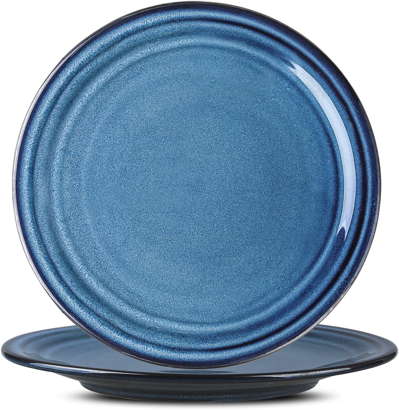 HASENSE 10 Inch Dinner Plates Set of 6,Ceramic Large Porcelain Pasta and Salad Plates,Blue Stoneware Plate Set Microwave,Oven,and Dishwasher Safe