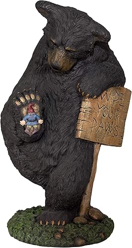 Design House 328203 - Estatua de figura de oso de 24 pulgadas con texto en inglés "Wipe Your Paws", para jardín, patio, hogar y oficina,
