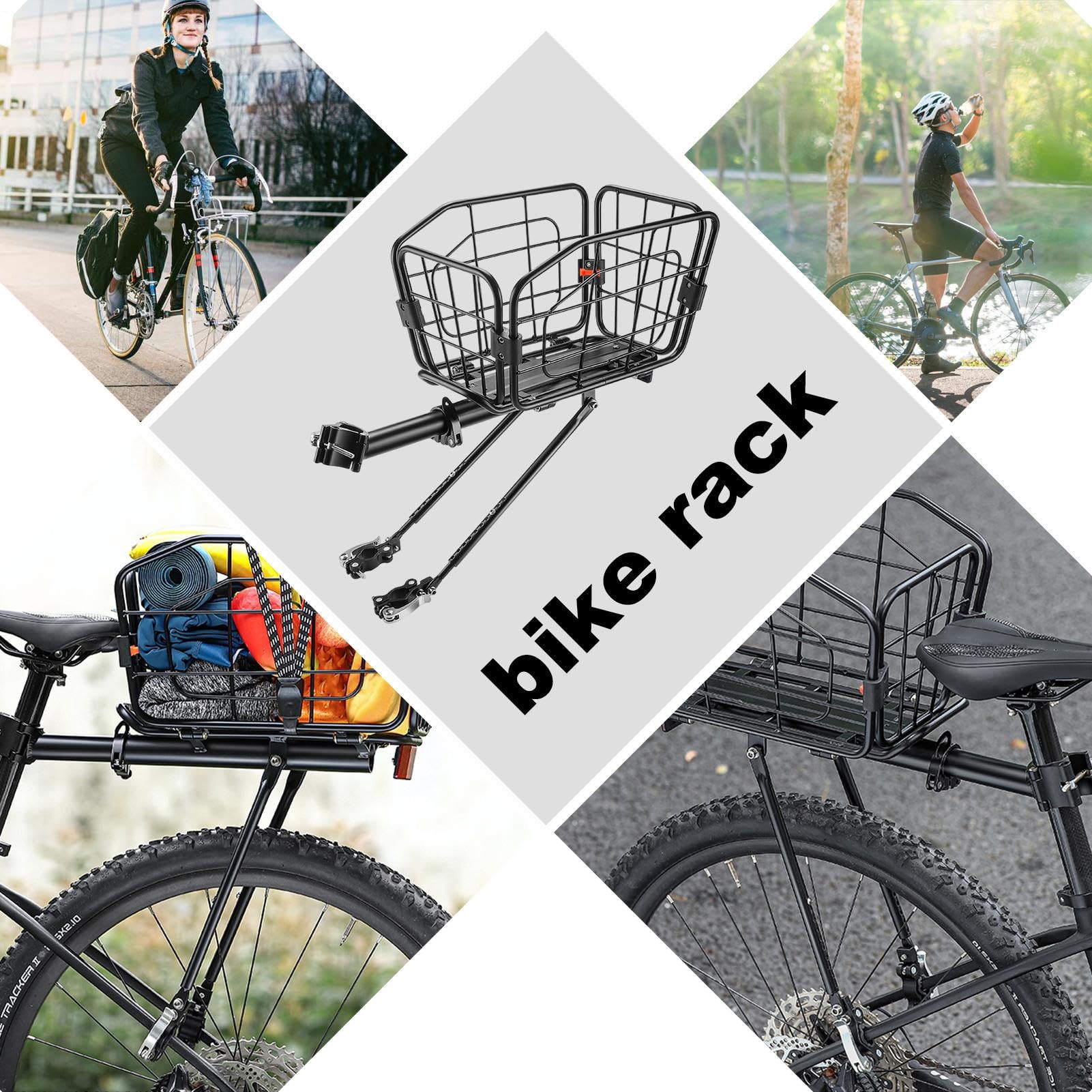 Cestino posteriore per bicicletta – lega di alluminio 20 litri | portapacchi per bicicletta in tubo d'acciaio | per viaggi in città, gite turistiche, pendolari, palestra, viaggi commerciali,