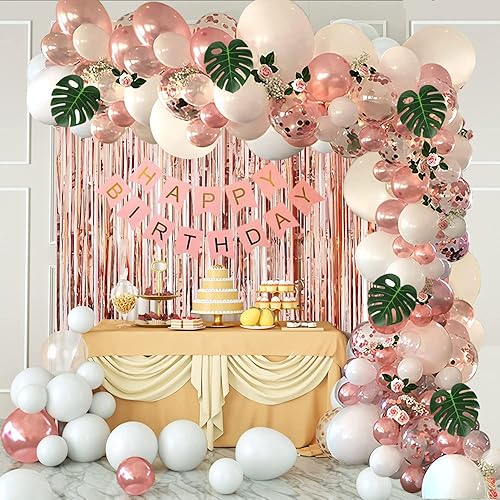 Kit de arco de globos de oro rosa 116 unidades guirnalda de globos confeti globos de látex arco para despedida de soltera día de San Valentín baby