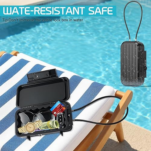 Miniatura 3 de Caja de seguridad con código, caja de seguridad portátil con combinación de cadena extraíble, mini caja de seguridad antirrobo, caja de viaje