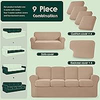 Vista 12 de CHUN YI - Funda elástica para sofá (7 piezas), funda para sofá de 3 plazas con tres respaldos y cojines separados con banda elástica, tela jacquard