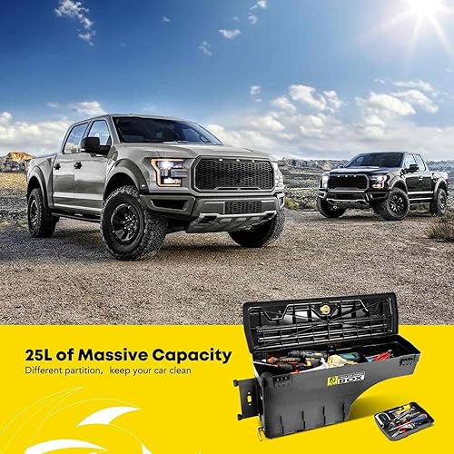 Miniatura 3 de YHTAUTO Juego de 2 cajas de herramientas de almacenamiento de caja de camión con cerradura de repuesto para Ford Ranger 2019 2020 2021 lado del