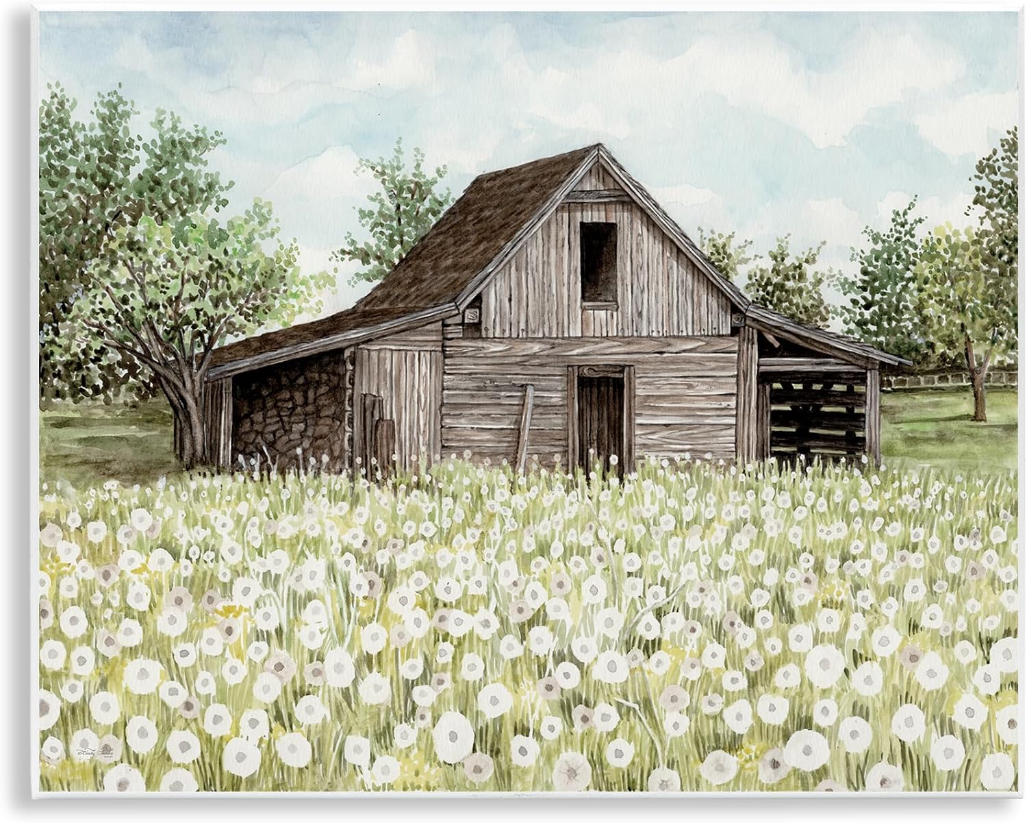 White Poppy Farm Meadow, 11 x 14 Inch Mounted Print on Wall Plaque | Stupell Industries · By Cindy Jacobs · Ready to hang · Farmhouse charm for living spaces · Made in USA
