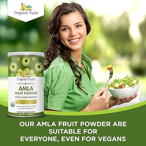 Miniatura 9 de Polvo orgánico de frutas Amla 7 onzas certificadas por USDA 100% puro y natural Super Food Supplement. Sin OMG, sin gluten