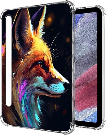 Clear Case for Samsung Galaxy Tab S9 Ultra 14.6 inchSM-X910, SM-X916B,Thin Slim Soft Flexible Silicone TPU Rubber Back Case Cover for Galaxy Tab S9 Ultra, Art Fox