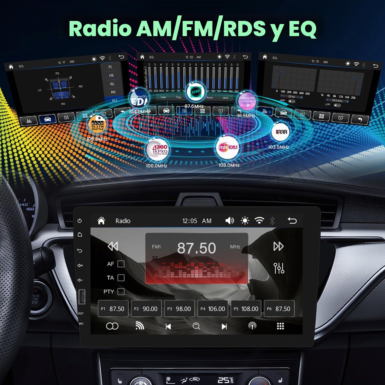 NHOPEEW Radio 1 DIN con Pantalla táctil, Carplay inalámbrico y Android Auto, Radio para Coche de 9 Pulgadas con cámara de Marcha atrás, Radio Am/FM/RDS, Mirror Link y Control en el Volante