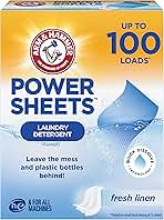 Arm & Hammer Power Sheets Laundry Detergent, Fresh Linen 50ct, up to 100 Small Loads (Packaging may vary)