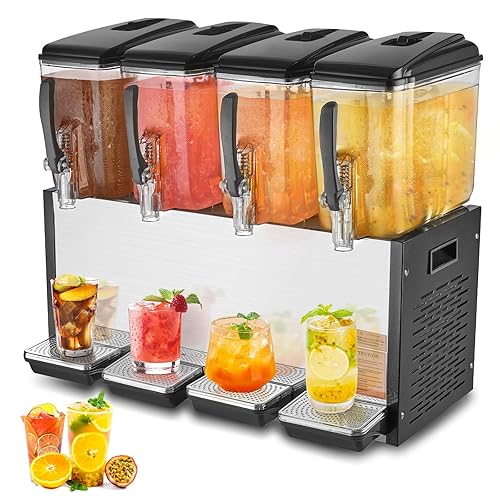 VEVOR Commercial Beverage Dispenser, 4 Tanks 12 L / 12.7