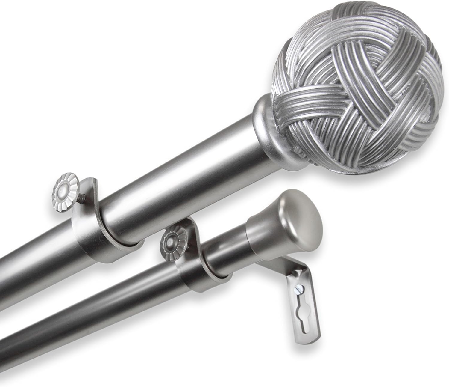 Winona Adjustable Double Curtain Rod 48 Silver Finish