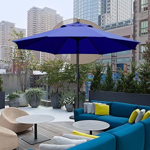 Miniatura 7 de Sunnyglade Sombrilla de mesa para exteriores de 9 pies con 8 varillas resistentes (azul marino)