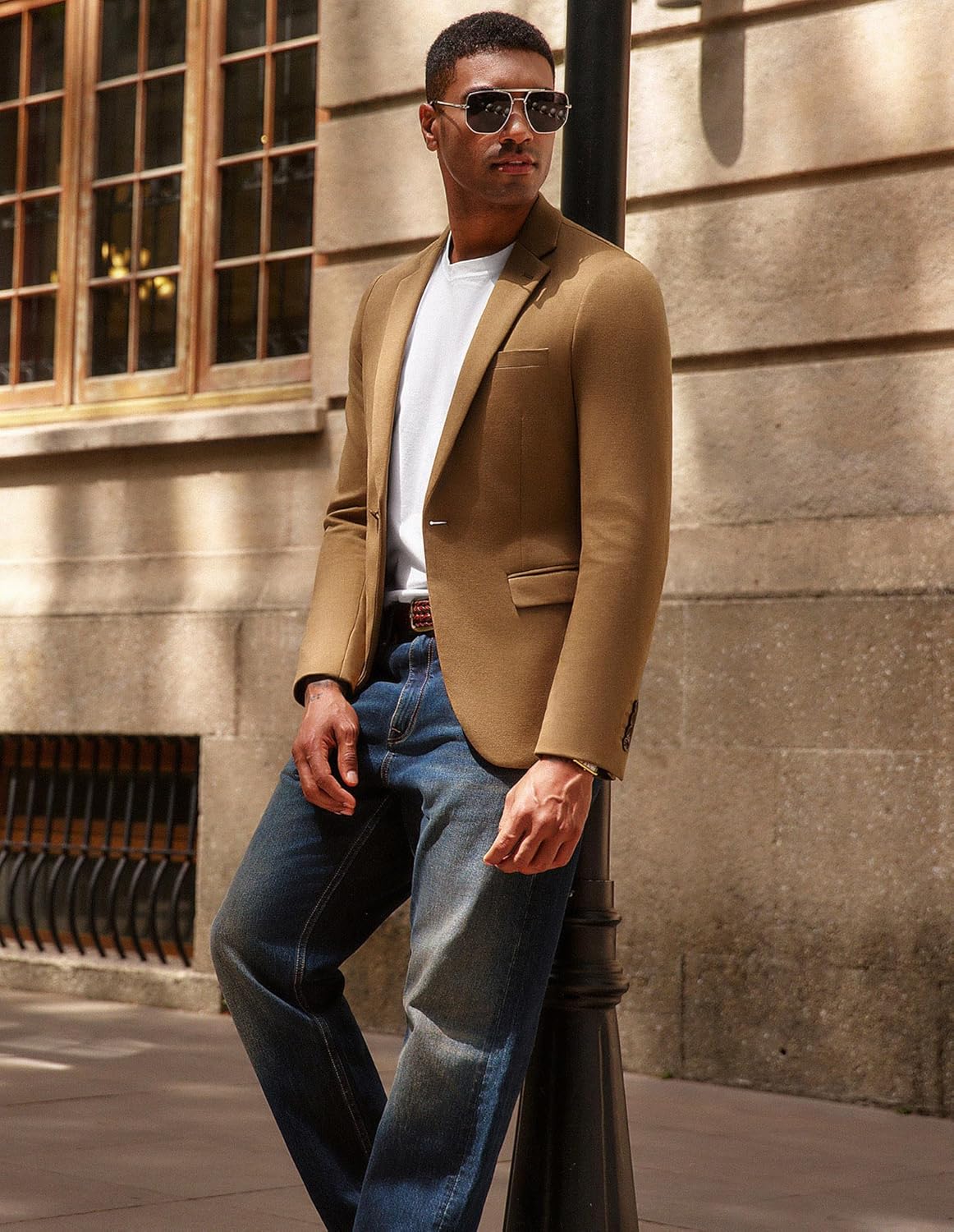 PJ PAUL JONES Men's Casual Knit Sport Coats One Button Slim Fit Blazer Notch Lapel Solid Suit Jacket with Pockets - Image 3