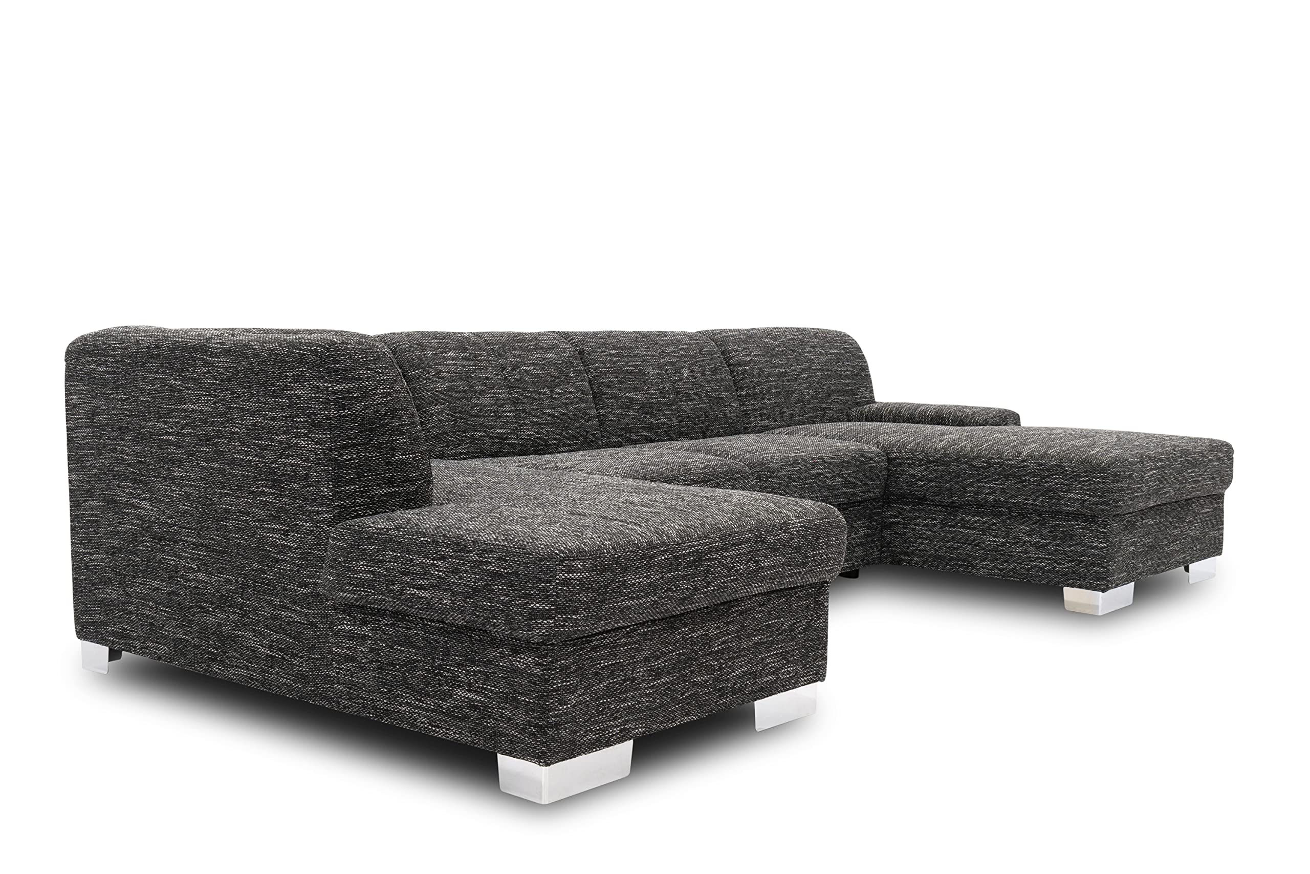 Sofá De Piel En Forma De U | 304x150x74 Cm, Patas Cromadas - Elección De Tejido (piel Sintética, Microfibra)