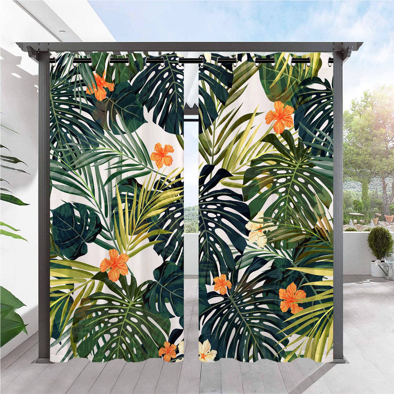 ANHOPE Patio Outdoor Curtains Waterproof Eyelet Top 52 x 108 Inch 2 Panels