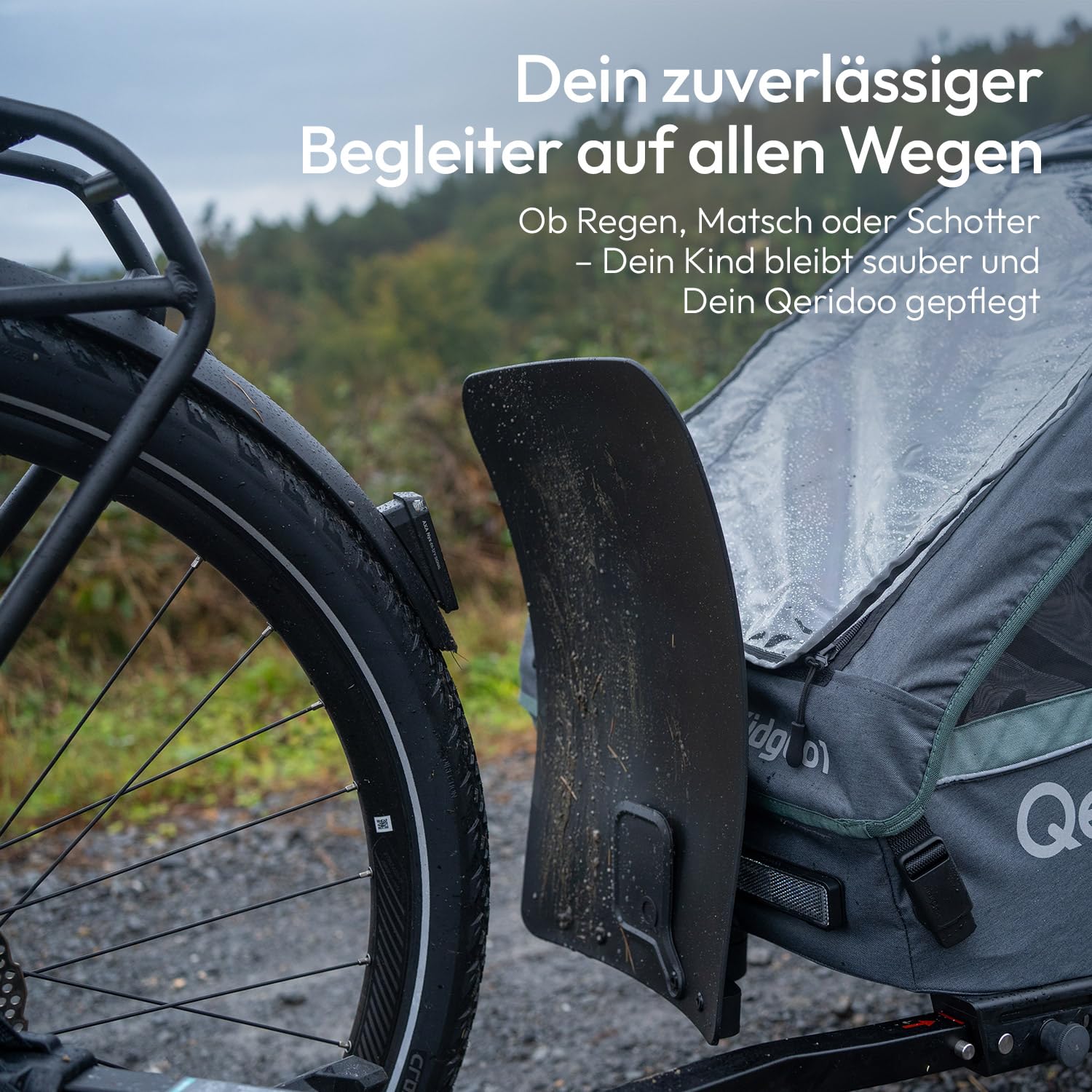 Qeridoo Schmutzfänger | Zubehör für Fahrradanhänger | Schutz vor Steinen & Schmutz im Trailer-Modus | Passend für Sportrex, Kidgoo ab 2022 & QUPA Plus | EIN- & Zweisitzer kompatibel