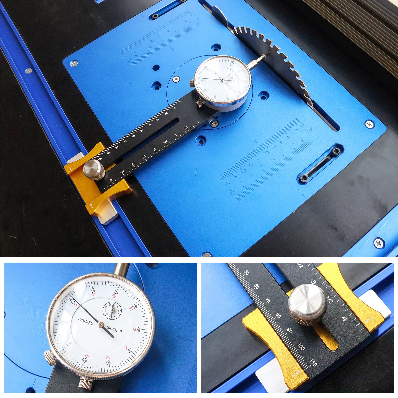 Tischkreissägen-Messgerät mit digitaler Anzeige, Tischkreissägen-Messgerät mit 4 Zoll langer eloxierter Aluminiumstange A-Line It-Basisset zum Ausrichten und Kalibrieren von Werkstattmaschinen wie T