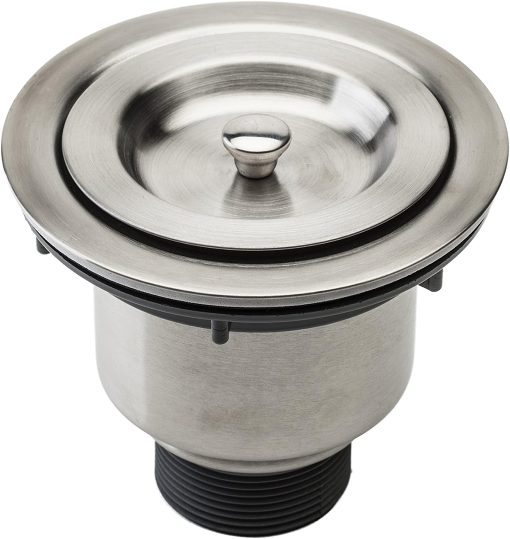 Fluxe 3.5 Inch Stainless Steel Deep Waste Basket Kitchen Sink Drain Strainer Assembly with Sealing Lid, in Brushed Nickel Finish