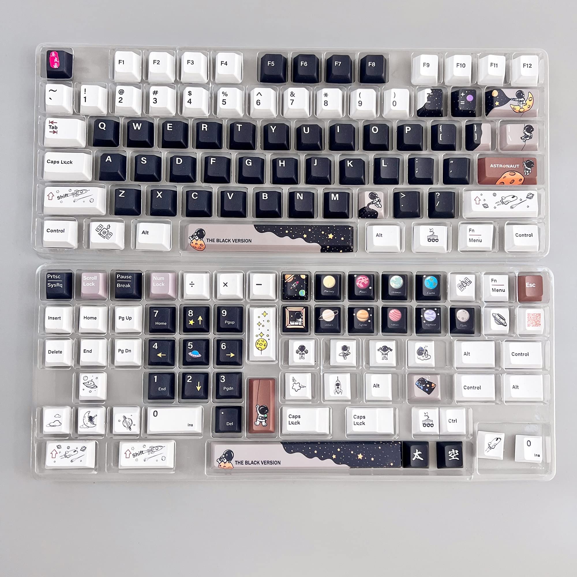 DucKey Set Copritasti Astronauta, Tema Spaziale 138 Tasti Dye-Sub Cherry Profile PBT Keycap per Interruttore MX Tastiera da Gioco Meccanica Personalizzata