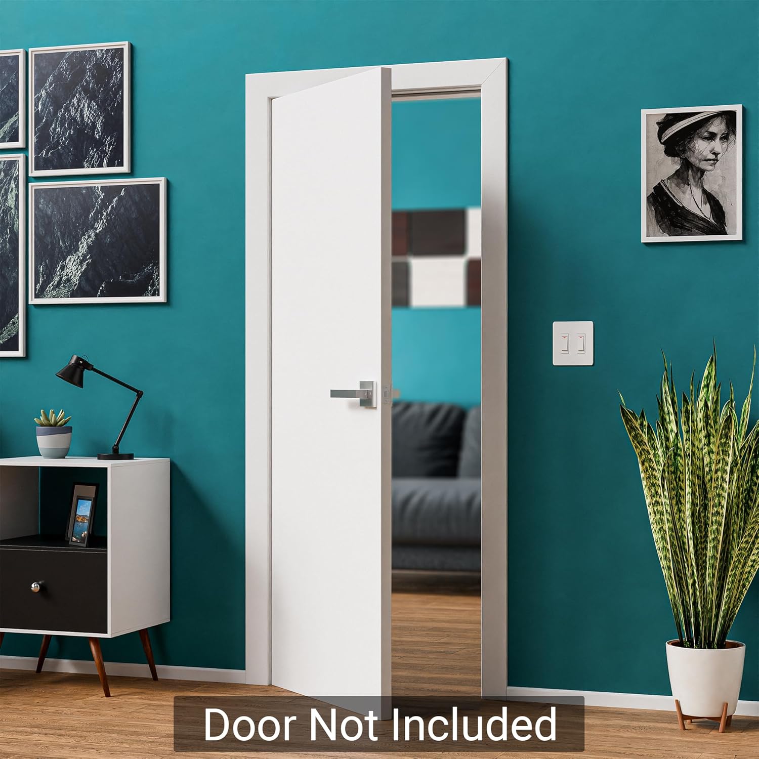 Prefinished Solid Core White Door Jambs and Casings Set for Interior Doors, Door Frame for Doors, Solid Pine Wood Door Jamb Casing and Molding Framing for 80'' Doors
