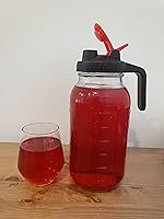 Vista 3 de Jarra de tarro Mason de 64 onzas de boca ancha de 64 onzas con tapa hermética y tapa de metal y banda, jarra de 2 cuartos de galón para té helado