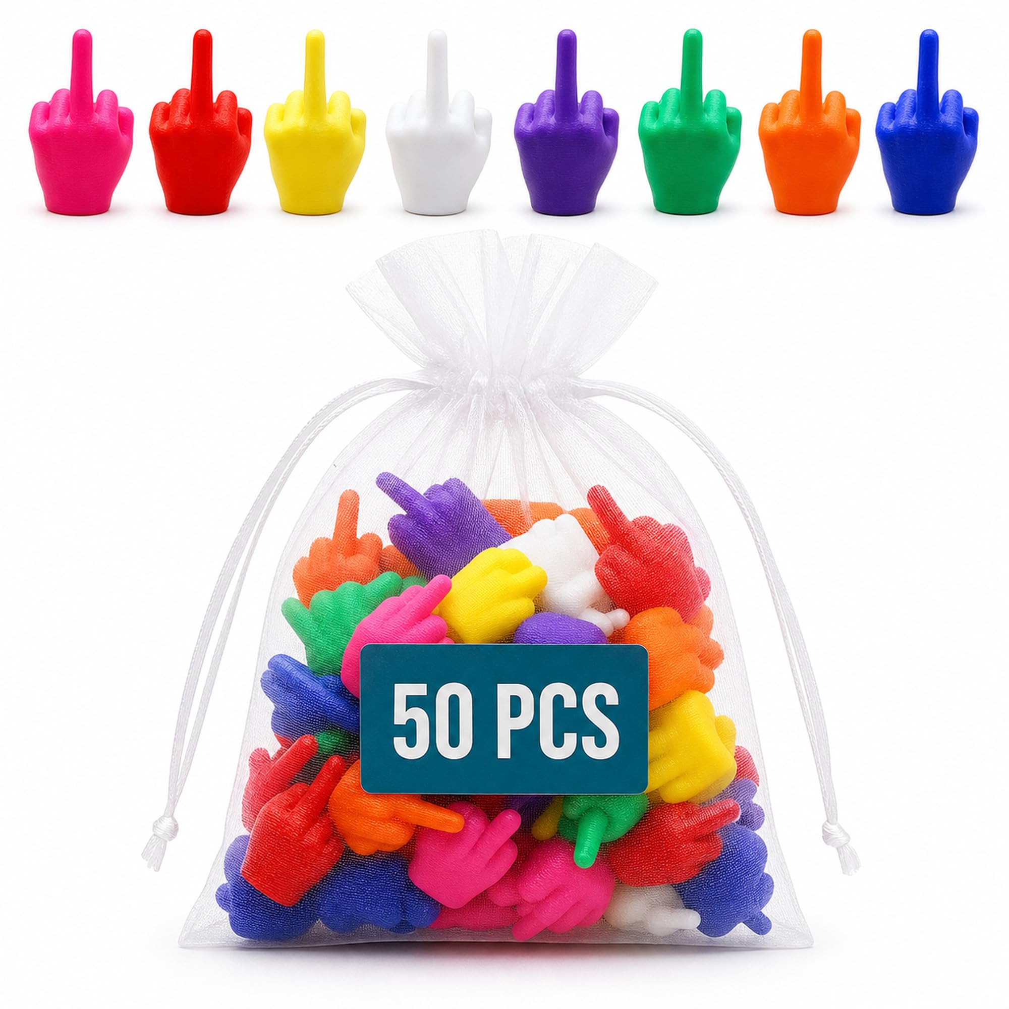 Mini Middle Fingers | 50Pack Colorful Flip the Bird Tiny Hands