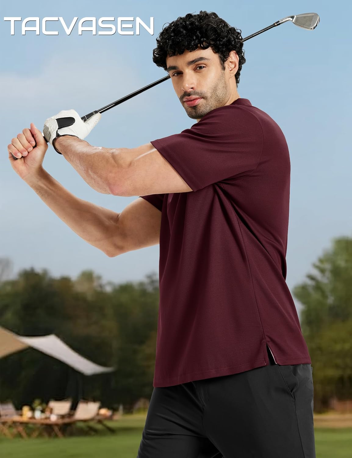 TACVASEN Mens Polo Shirts Short Sleeve Dry Fit Moisture Wicking Performance Collared Golf Shirt for Men Casual Athletic - Image 3