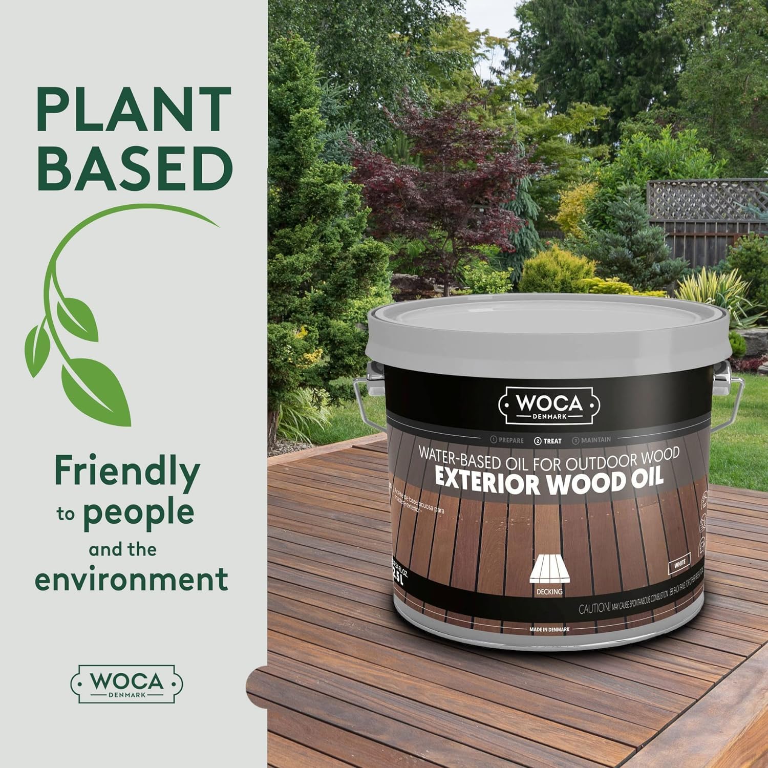 WOCA Denmark Exterior Wood Oil Teak 2, 5 L - Terrassenöl für Terrassen, Zäune und Möbel im Außenbereich