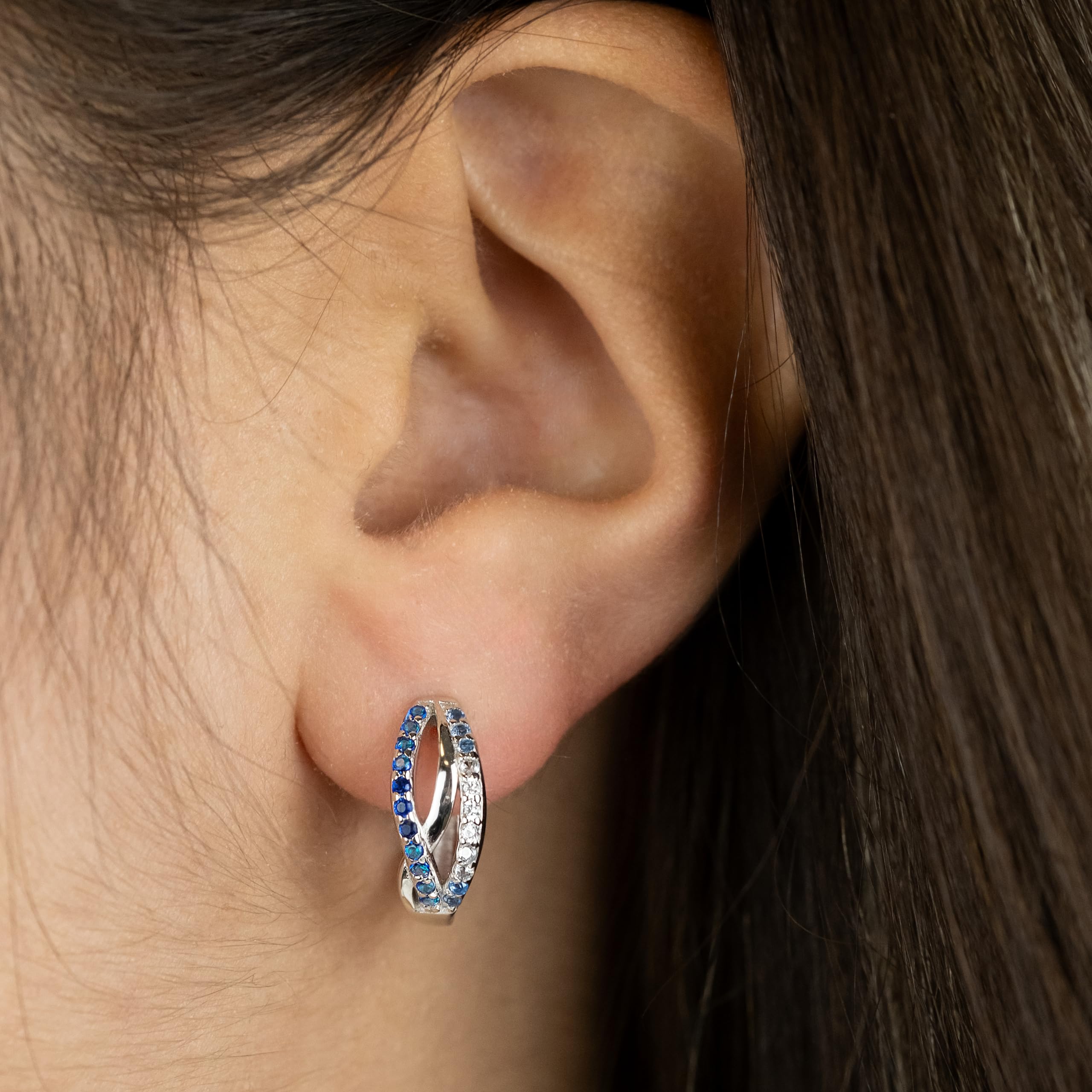 Engelsrufer Creolen Infinity Ocean für Damen aus 925er Sterlingsilber rhodiniert, mit Zirkonia verziert - Multicolor – Ø 16 mm