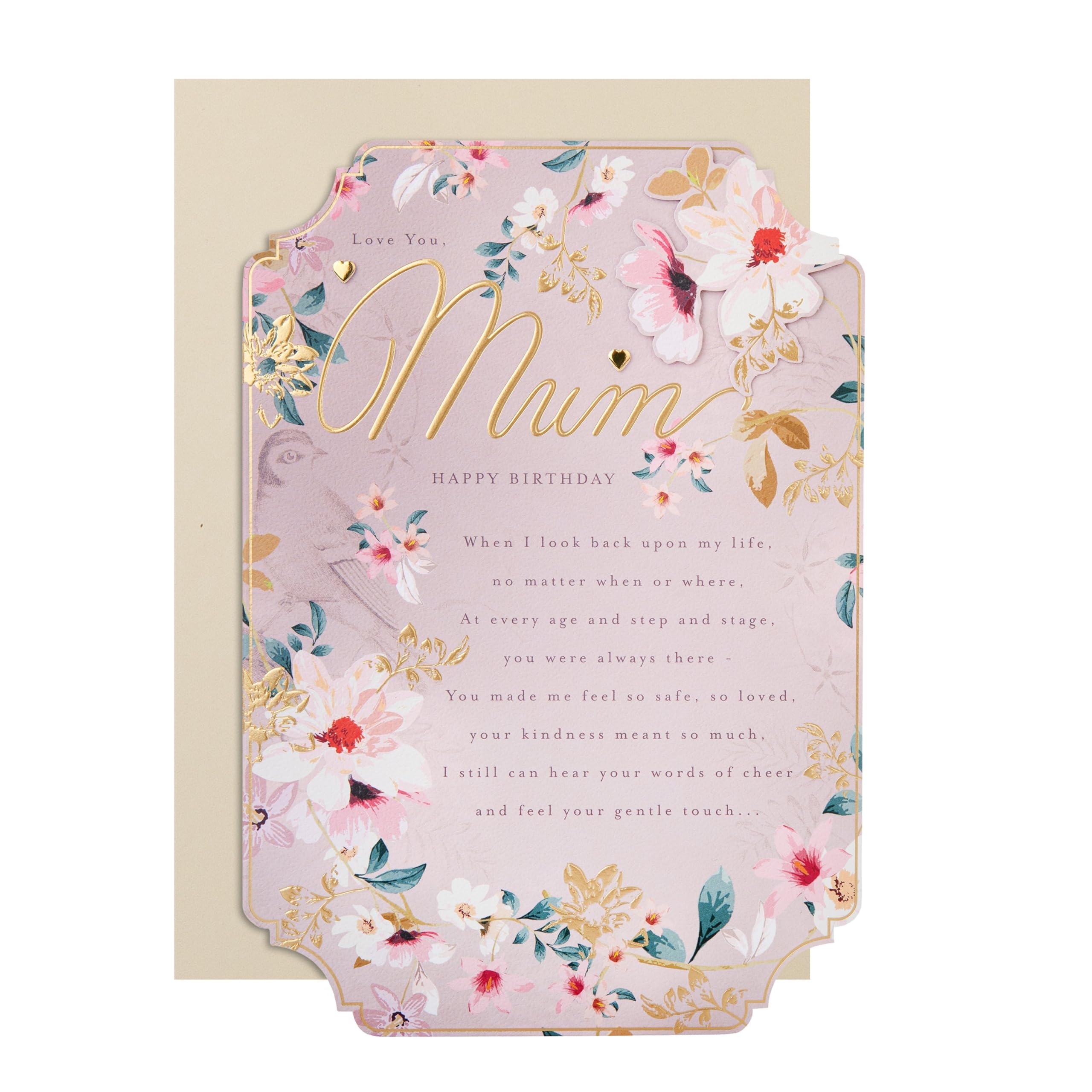 Hallmark Birthday Card for Mum - Pink Traditional Floral Design with Heartfelt Verse