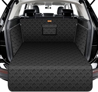Alfheim Car Boot Liner for Dogs Waterproof Non-Slip Boot Protector Cover,Heavy Duty 600D Oxford Machine Washable,Universal Fit SUV Estate Hatchback-Pet Boot Mat with Bumper Flap Black Football Texture