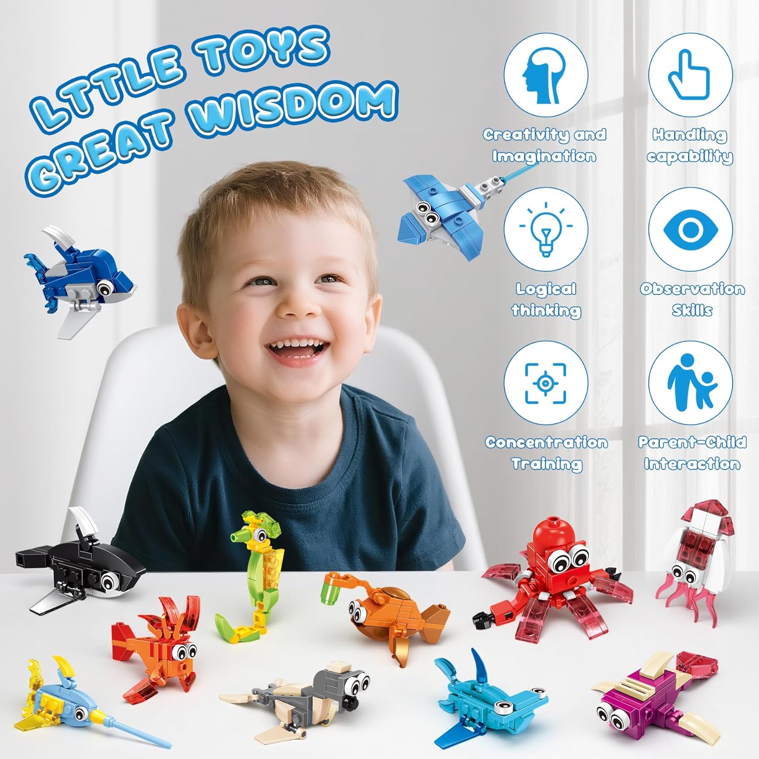 ZIYOSTAR 12 Packs 36 Kinds of Marine Animals Building Blocks Toy, DIY Marine Animals Building Blocks Sets for Classroom Prizes Toy,Birthday Favors for KidsIdeas for Boys and Girls Ages 6-12