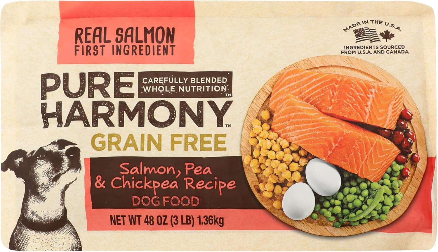 Pure Harmony, Dog Food, Grain Free, Salmon, Pea & Chickpea Recipe , 3 LB