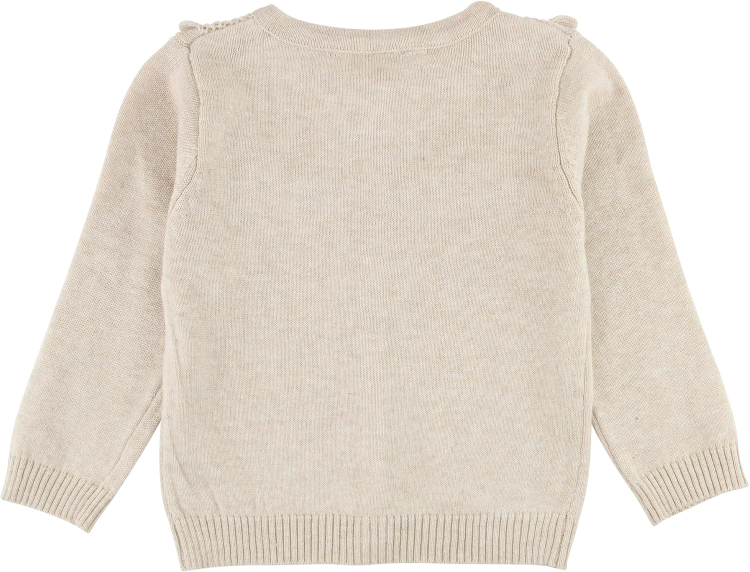 RuffleButts Heather Oatmeal Sweater Knit Ruffle Trim Cardigan - 3T
