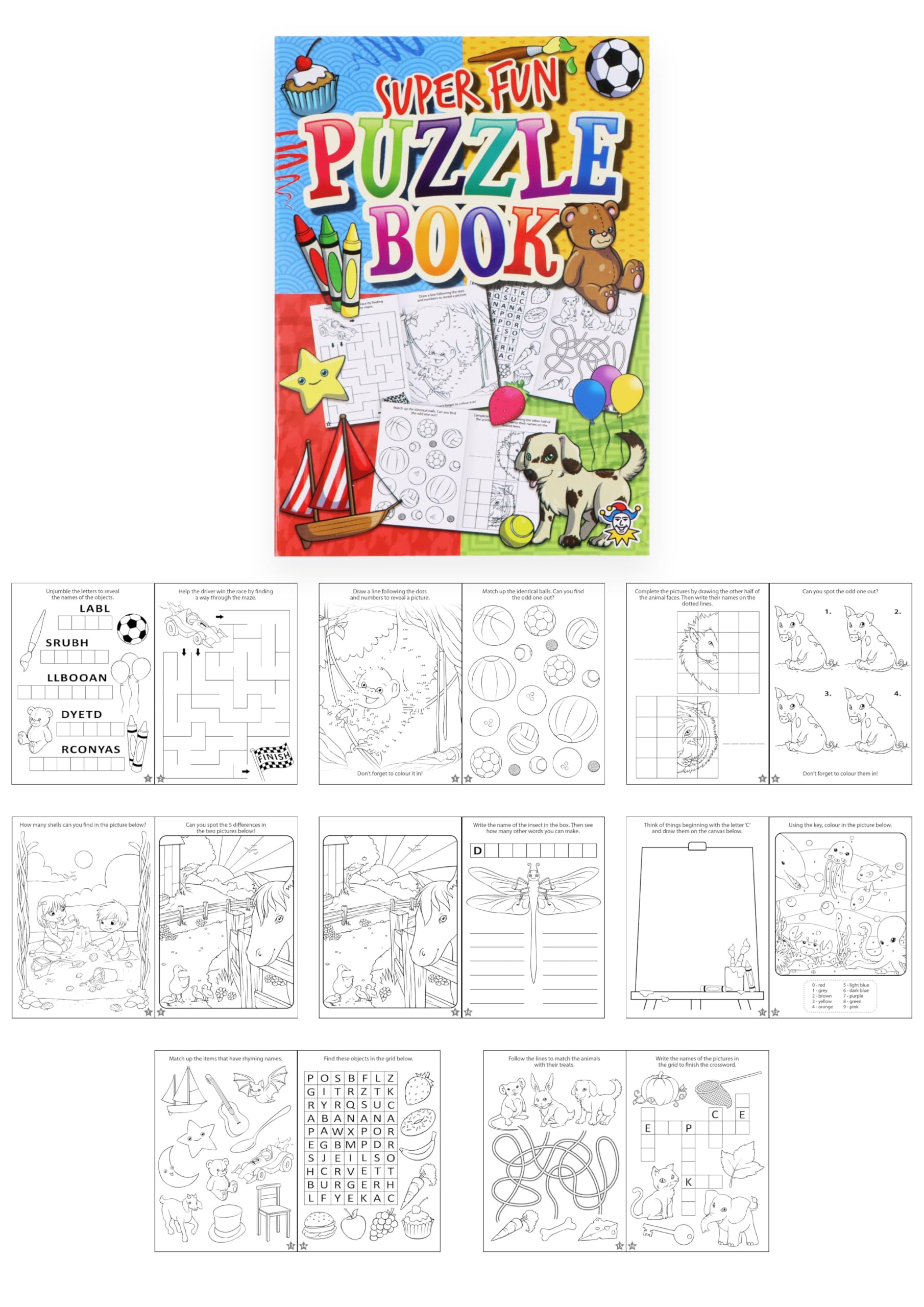 HENBRANDT 48 x Mini Super Fun Puzzle Books for Kids A6 Activity Book Colouring Book Wordsearch Fun Party Favour Stocking Fillers Xmas Colouring Books for Boys and Girls