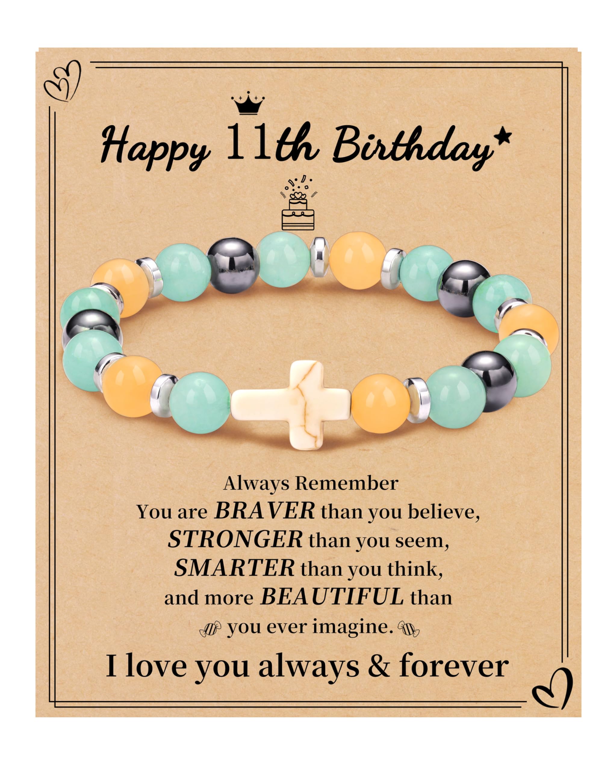 JSJOY Nature Stone Bracelet Birthday Gifts for Women Girls, Birthday Cross Bracelet Gifts for Age 6 to 80 Year Daughter Granddaughter Niece Mom Sister Christian Easter Gifts