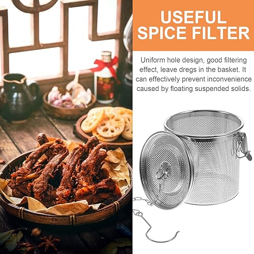 Miniatura 6 de Hemoton Colador de condimentos de acero inoxidable, filtro de bola de té, condimentos de sopa, cesta de separación, infusor de té de hojas sueltas